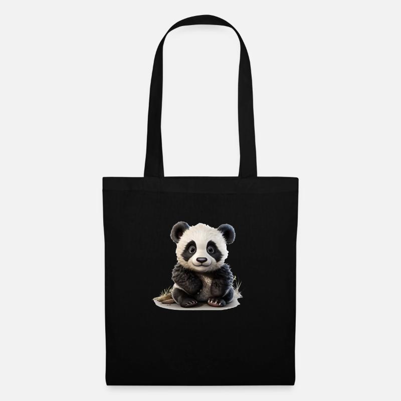 Putziger kleiner Pandabär - Stoffbeutel - Schwarz