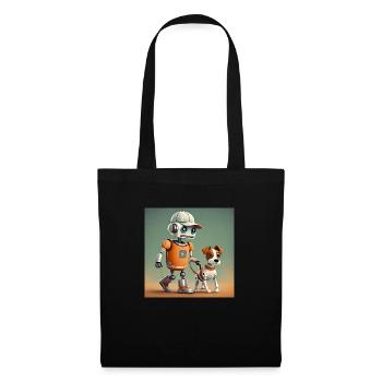 cute little orange futuristic vintage robots - Tote Bag - black - Front