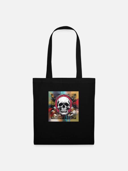 Skull abstrakter Hintergrund - Stoffbeutel - Schwarz