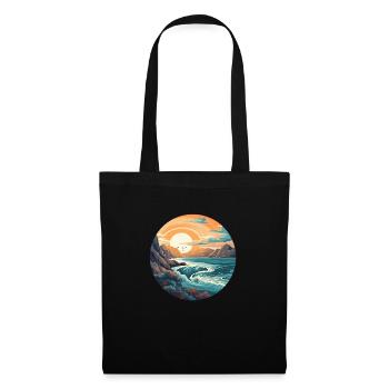 Plage rocheuse - Sac en tissu - noir - Devant