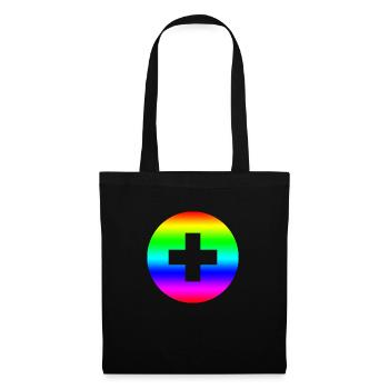 Round rainbow plus cross - Tote Bag - black - Front