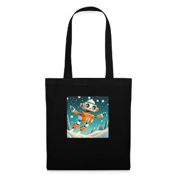 cute little orange futuristic vintage robot - Tote Bag - black - Front