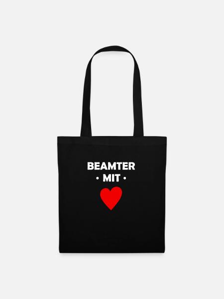 Beamter mit Herz - Stoffbeutel - Schwarz