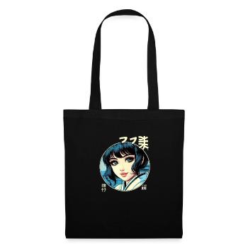 Sakura Serenity Elegante Japanerin - Stoffbeutel - Schwarz - Vorne