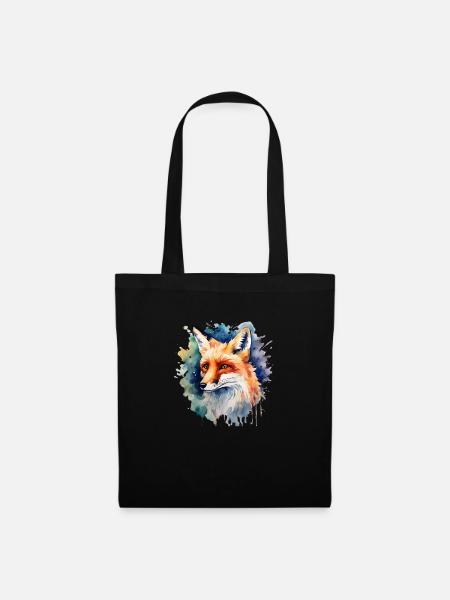Krafttier Fuchs, Schlau, Tier, Fuchs, - Stoffbeutel - Schwarz