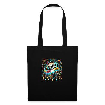 Musical Celebration: Vibrant Party Illustration - Stoffbeutel - Schwarz - Vorne