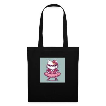 chat ballerine lunette - Sac en tissu - noir - Devant