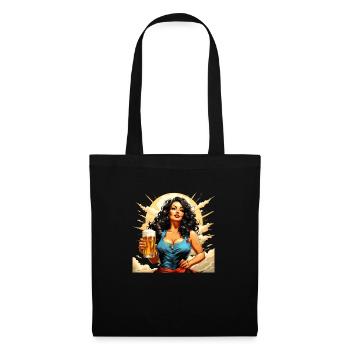 Bière Femme Drôle - Sac en tissu - noir - Devant