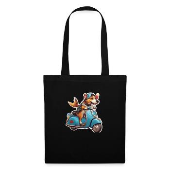 Chien sur une trottinette - Sac en tissu - noir - Devant