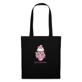 Sweet Valentine Saint Valentin squelette gothique Muffin - Sac en tissu - noir - Devant