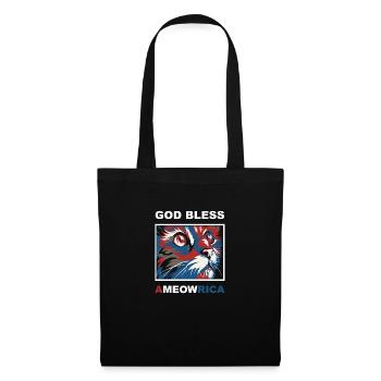 Drôle patriotique drapeau américain Dieu bénisse Ameowrica - Sac en tissu - noir - Devant