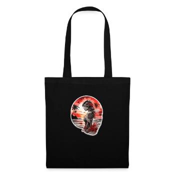 Woman on the beach looking at the red sunset - Tote Bag - black - Front