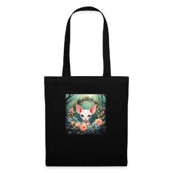 Cute Kawaii Baby Sphinx Cat Floral - Tote Bag - black - Front