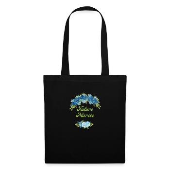 Zukünftige Braut Blue Flowers - Passendes T-Shirt - Stoffbeutel - Schwarz - Vorne