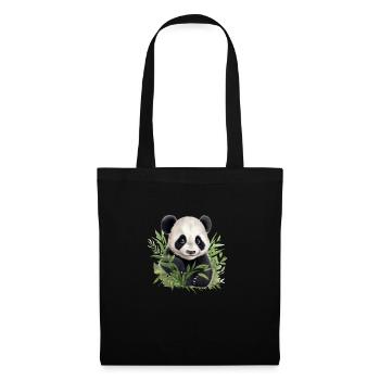 Panda mignon jetant un coup d’œil hors d’un buisson - Sac en tissu - noir - Devant