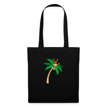 singe sur palmier qui saute avec regard amusant - Sac en tissu - noir - Devant