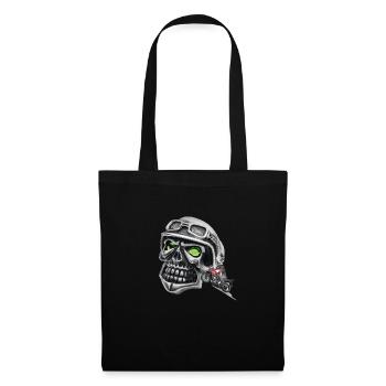 tête de mort motard - Sac en tissu - noir - Devant