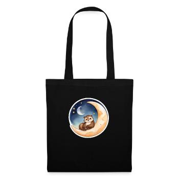 Loutre assise dans la lune - Sac en tissu - noir - Devant