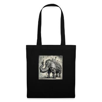 Cyberpunk Steampunk Cyborg Style Elephant - Tote Bag - black - Front