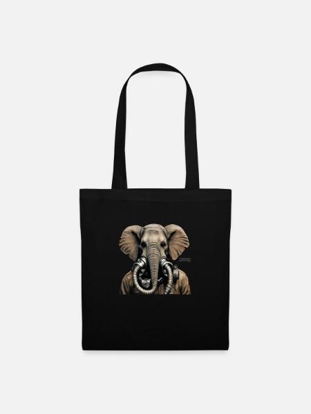 Elefant - Stoffbeutel - Schwarz