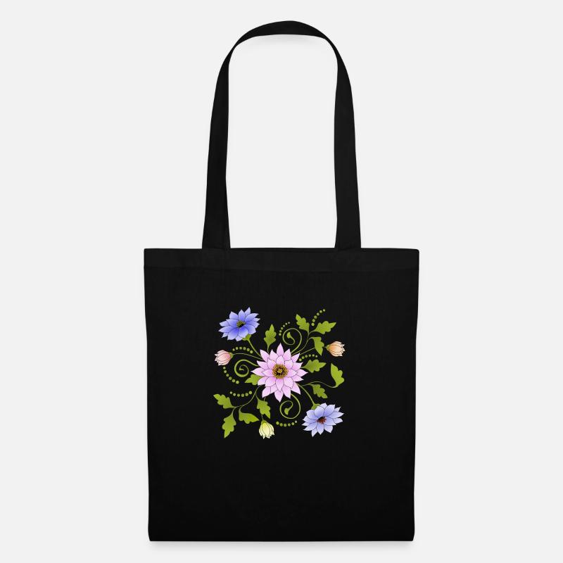 Blumen - Stoffbeutel - Schwarz