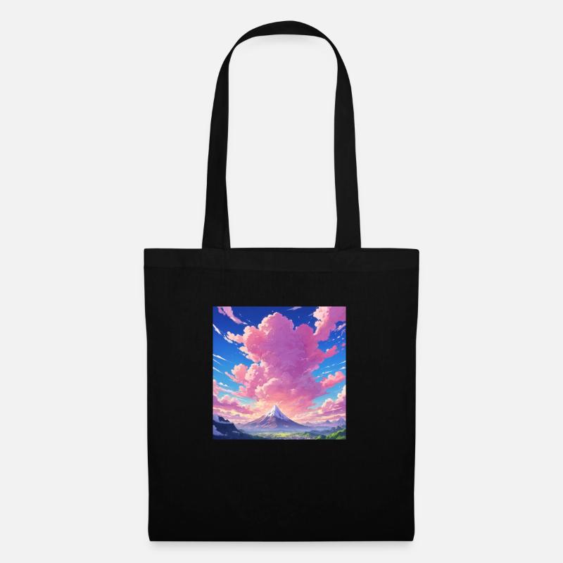 Anime rosa Wolken - Stoffbeutel - Schwarz