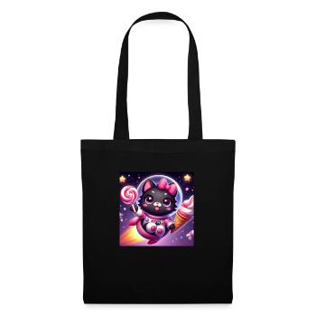 Space Kitty mit Softeis und Lolli im Weltall - Tote Bag - black - Front