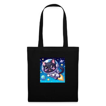 Cute space cat with jetpack in space - Tote Bag - black - Front