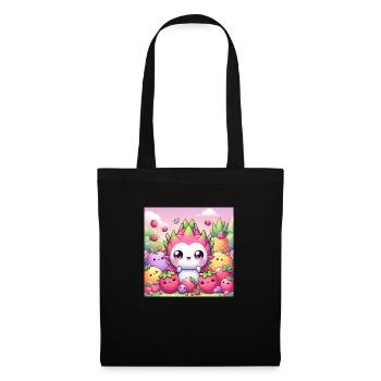 Eine Drachen Frucht und andere im Kawaii Stil - Stoffbeutel - Schwarz - Vorne