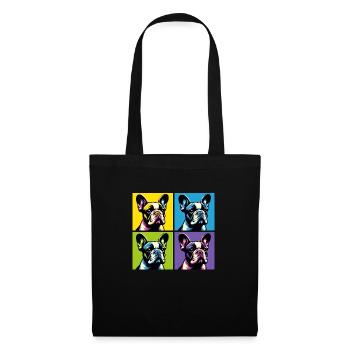 Pop French Bulldog Dog Portrait - Pet Portrait - Tote Bag - black - Front