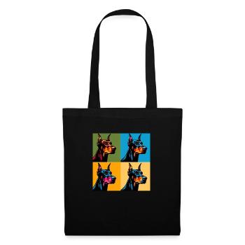 Pop Doberman Pinscher Dog Portrait - Pet Portrait - Tote Bag - black - Front