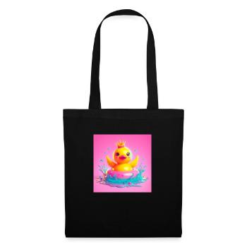 Canard baigneur gai avec couronne en 3D hyperréalisme - Sac en tissu - noir - Devant