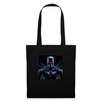 Cyborg with red eyes on black background - Tote Bag - black - Front