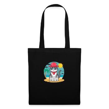 chat été - Sac en tissu - noir - Devant