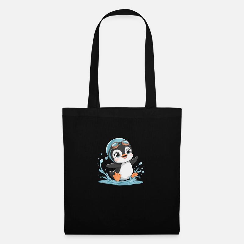 Penguin Fun: Spaß im Wasser! - Stoffbeutel - Schwarz