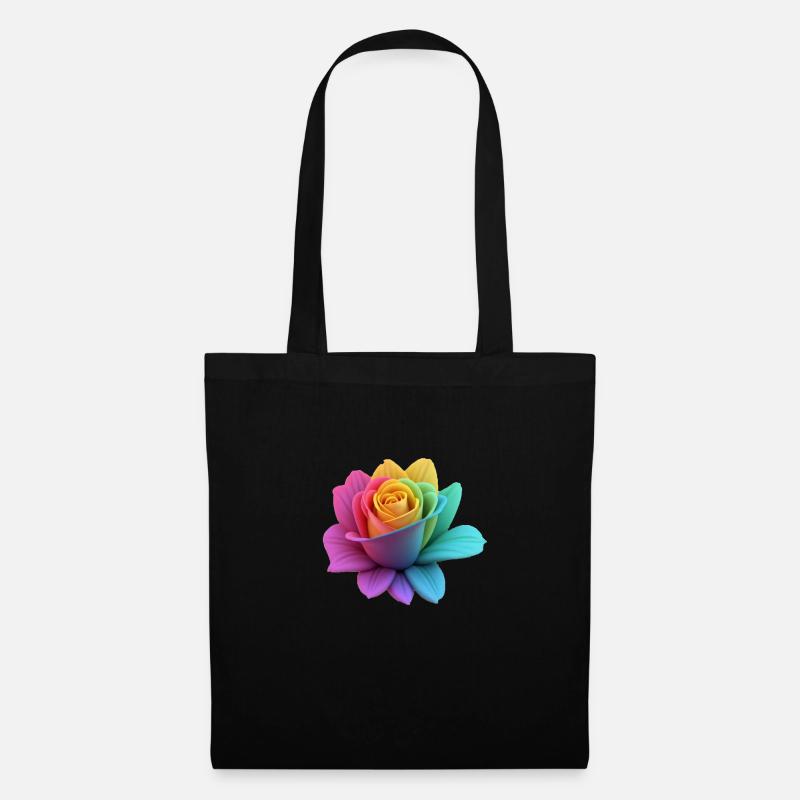 rainbow rose - Tote Bag - black