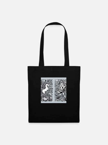 Unicorn and pizza - Tote Bag - black