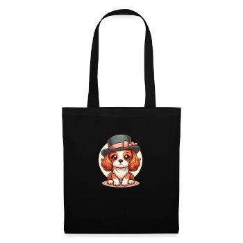 Chien Mignon Cavalier King Charles a chapeau - Sac en tissu - noir - Devant