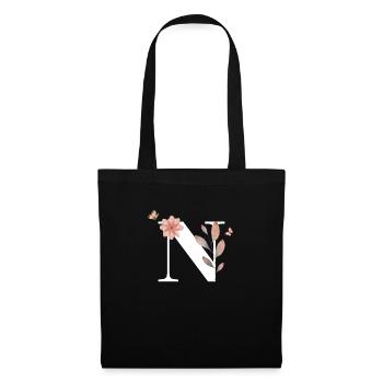 Letter n Wildflowers Watercolors - Tote Bag - black - Front