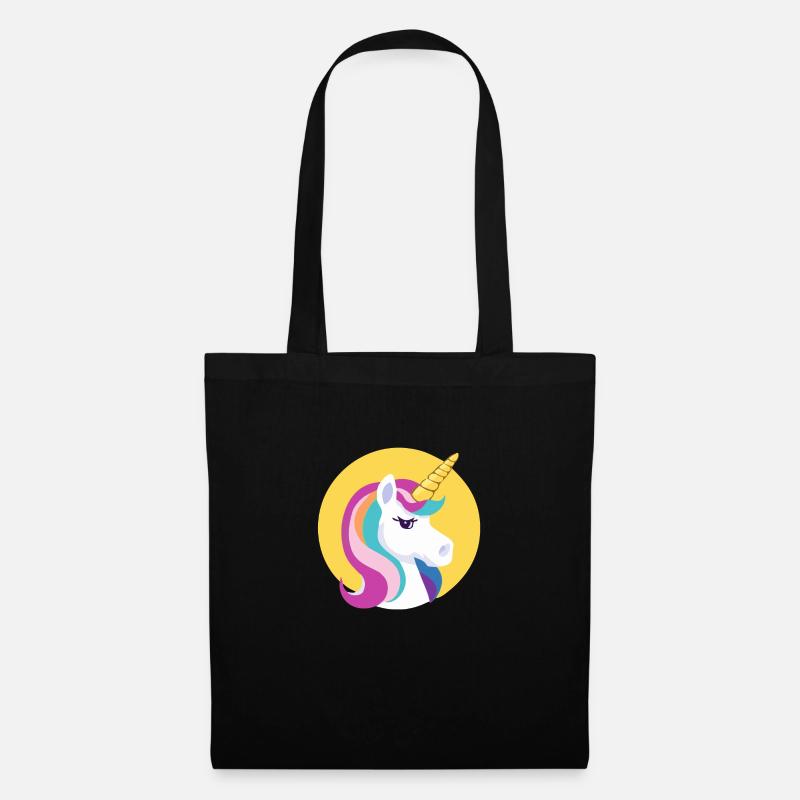Regenbogen Einhorn Unicorn Rainbow Pferd LGBTQ - Stoffbeutel - Schwarz