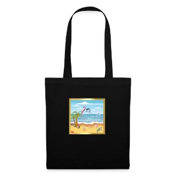 Der Strand - Stoffbeutel - Schwarz - Vorne