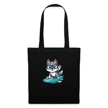 Le loup des vagues - Sac en tissu - noir - Devant