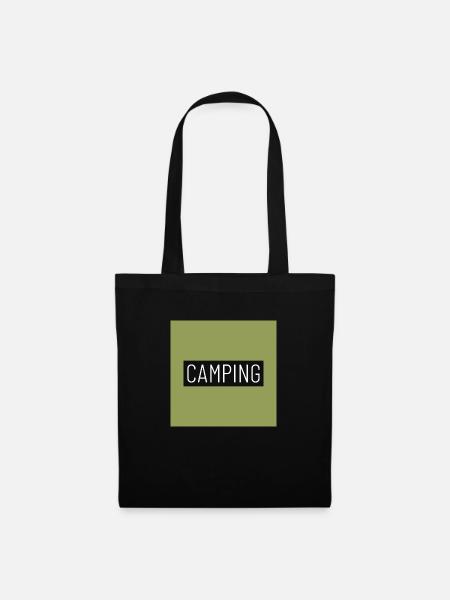 CAMPING minimalistisch grün - Stoffbeutel - Schwarz