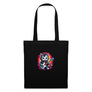 Chibi Rocker Cat - Sac en tissu - noir - Devant