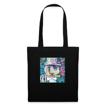Lion chanceux - Sac en tissu - noir - Devant
