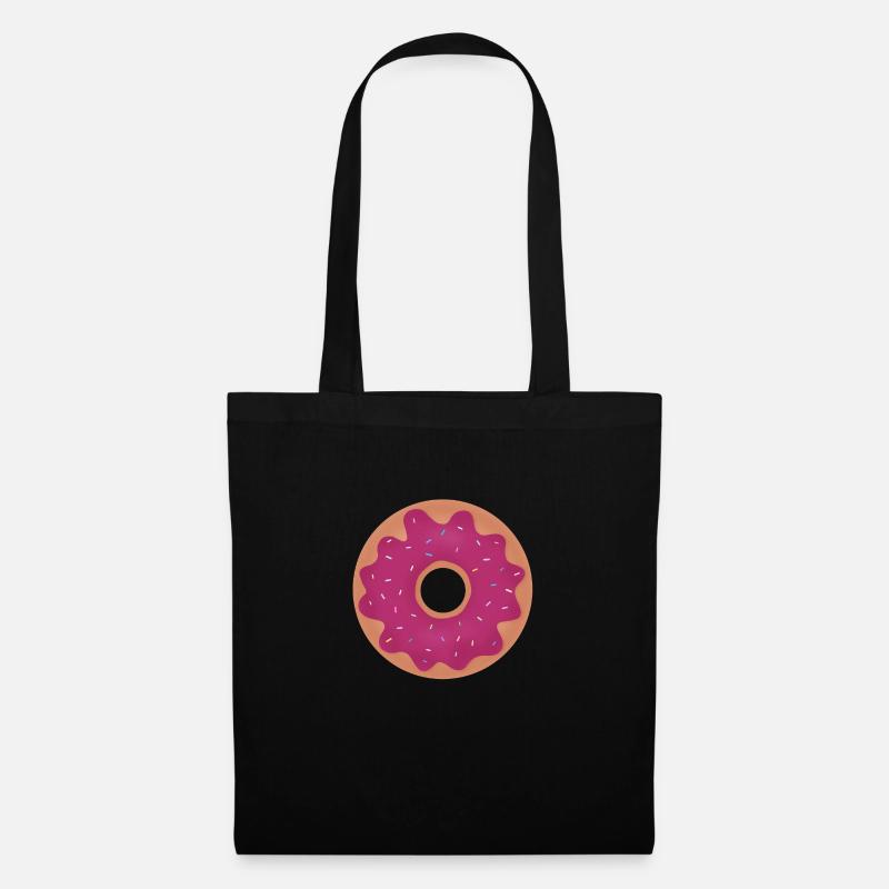 Donut mit pinker Glasur - Stoffbeutel - Schwarz