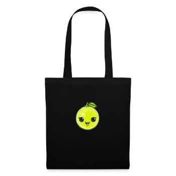 Citron vert heureux dans le style de dessin animé vert - Sac en tissu - noir - Devant