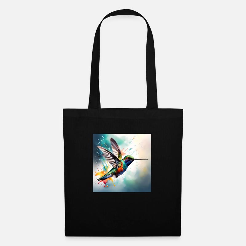 Kolibri farbig - Stoffbeutel - Schwarz