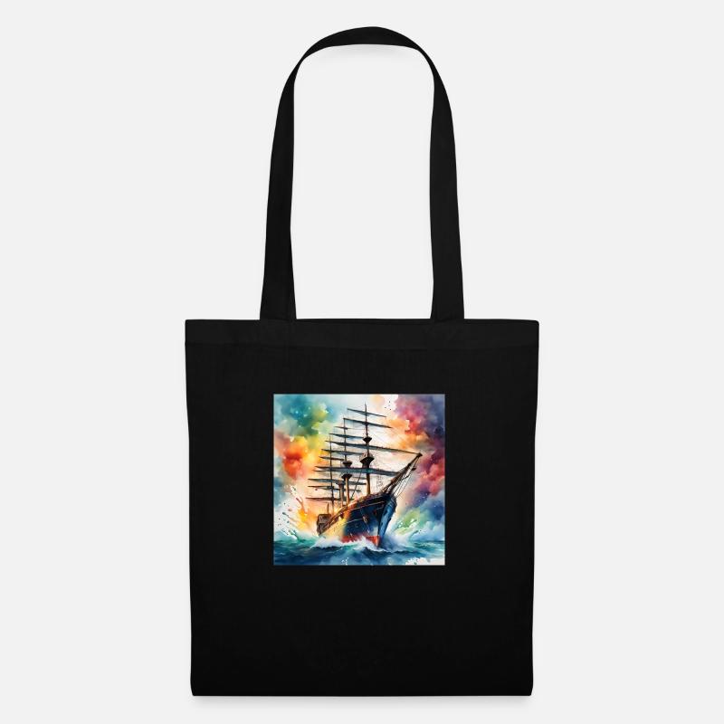 Segelschiff - Stoffbeutel - Schwarz