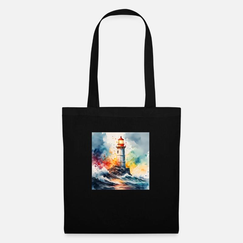 Leuchtturm - Stoffbeutel - Schwarz